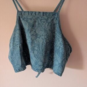 H&M Denim Lattice Tie Top XL